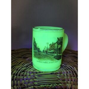 Antique souvenir custard glass Mini Cup. Sparta Michigan. Division Street